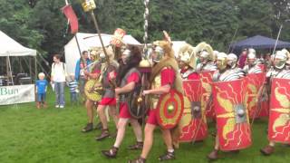 Roman Reenactment at the Amphitheatre in Caerleon Marching In [upl. by Moulden468]