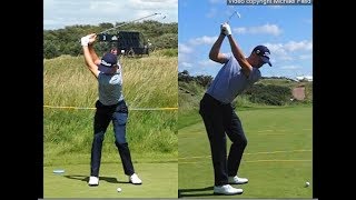 Justin Thomas golf swing  Long Iron faceon amp downtheline July 2017 [upl. by Akinaj842]